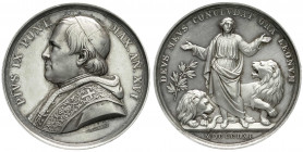 Ausländische Münzen und Medaillen
Italien-Kirchenstaat
Pius IX., 1846-1878
Silbermedaille 1861 von Voigt. Auf die militärische Niederlage bei Caste...