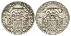 Ausländische Münzen und Medaillen
Italien-Kirchenstaat
Sedisvakanz, 1939
2 X 5 Lire Silber 1939. beide Stempelglanz, Prachtexemplare mit herrlicher...