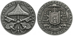 Ausländische Münzen und Medaillen
Italien-Kirchenstaat
Sedisvakanz, 1939
Silbermedaille 1939 von Mistruzzi. Gekr. Schlüssel vor Schirm/Wappen des K...