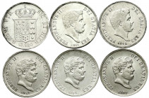 Ausländische Münzen und Medaillen
Italien-Neapel und Sizilien
Ferdinand II., 1830-1859
6 verschiedene 120 Grana: 1835, 1841, 1843, 1852, 1856 (5 do...
