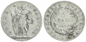 Ausländische Münzen und Medaillen
Italien-Piedmont (Casale)
Subalpine Republik, 1798-1801
5 Francs Jahr 9 = 1800. sehr schön. Davenport. 197. Pagan...