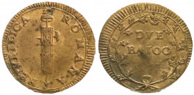 Ausländische Münzen und Medaillen
Italien-Römische Republik
Erste Republik, 1798-1799
Kupfer 2 Baiocchi o.J. (1799), ohne Mzz. sehr schön/vorzüglic...