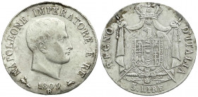 Ausländische Münzen und Medaillen
Italien-unter Napoleon
Napoleon I., 1804-1814
5 Lire 1809 B, Bologna. sehr schön, kl. Randfehler. Craig 10.3.