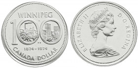 Ausländische Münzen und Medaillen
Kanada
Elisabeth II., seit 1952
Fehlprägung des 1 Dollar Silber Winnipeg 1974 mit interessanter Dezentrierung der...