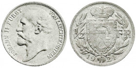 Ausländische Münzen und Medaillen
Liechtenstein
Johann II., 1858-1929
1/2 Franken 1924. gutes vorzüglich, selten. Divo 70.