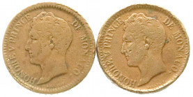 Ausländische Münzen und Medaillen
Monaco
Honore V., 1819-1841
2 X Decime 1838 CM. beide fast sehr schön, Randfehler