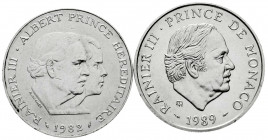 Ausländische Münzen und Medaillen
Monaco
Rainier III., seit 1949
2 X 100 Francs Silber: 1982 und 1989. beide prägefrisch. Krause/Mishler 161, 164....