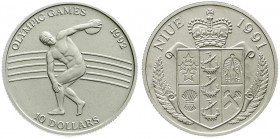 Ausländische Münzen und Medaillen
Niue
selbstständig, seit 1922
10 Dollars 1991 a.d. Olympiade 1992. Diskuswerfer in matt. Laut KM nur Polierte Pla...