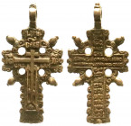 Ausländische Münzen und Medaillen
Russland
Peter I. der Große, 1689-1725
Russisch-orthodoxes Bronze-Pilgerkreuz um 1700. 49 X 25 mm. sehr schön Sol...