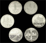 Ausländische Münzen und Medaillen
Russland
Sowjetunion (UdSSR), 1922-1991
Set mit 6 X 1 Rubel Cu/Ni zur Olympiade 1980 in Moskau, kpl. Serie. Im Or...