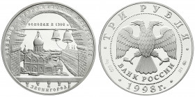 Ausländische Münzen und Medaillen
Russland
Russische Republik, seit 1991
3 Rubel Silber 1998. Sawino-Storoschewski-Kloster. Polierte Platte. Parch....