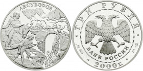 Ausländische Münzen und Medaillen
Russland
Russische Republik, seit 1991
3 Rubel Silber 2000. A. Suworow. In Kapsel. Polierte Platte. Parchimowicz ...
