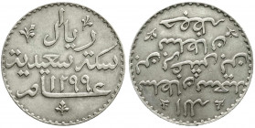 Ausländische Münzen und Medaillen
Sansibar
Burghash Ibn Said 1870-1888
Ryal AH 1299 = 1882. vorzüglich, kl. Kratzer. Krause/Mishler 4.