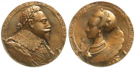 Ausländische Münzen und Medaillen
Schweden
Gustav II. Adolf, 1611-1632
Bronzegußmedaille 1627 (ggf. später), a.d. Hochzeit m. Maria Eleonora. 37 mm...