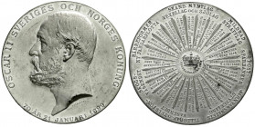 Ausländische Münzen und Medaillen
Schweden
Oskar II., 1872-1907
Zinnmedaille 1899 von Lindberg, auf seinen 70. Geburtstag. Porträt n.l./24 Statione...