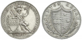 Ausländische Münzen und Medaillen
Schweiz-Aargau, Kanton
20 Batzen 1809. vorzüglich/Stempelglanz, feine Tönung, min. berieben. HMZ 2-20b.