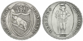 Ausländische Münzen und Medaillen
Schweiz-Bern
Taler 1798, Bern. Breiter Krieger. sehr schön, übl. Stempelbruch. Divo/Tobler 508. HMZ 2-218e.