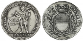 Ausländische Münzen und Medaillen
Schweiz-Freiburg
Kanton, ab 1803
1 Franken zu 10 Batzen 1812. sehr schön, Broschierspuren. Divo/Tobler 106.