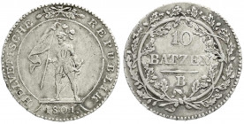 Ausländische Münzen und Medaillen
Schweiz-Helvetische Republik
10 Batzen 1801 B. gutes sehr schön, schöne Tönung, selten. Divo/Tobler 7d. HMZ 2-1187...