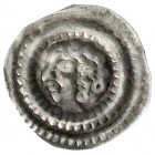 Ausländische Münzen und Medaillen
Ungarn
Bela IV., 1235-1270
Brakteat o.J.(vor 1241). Lockiger Kopf l. im Wulstreif. sehr schön/vorzüglich. Huszar ...