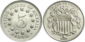 Ausländische Münzen und Medaillen
Vereinigte Staaten von Amerika
Unabhängigkeit, seit 1776
5 Cents 1867 ohne Strahlen. vorzüglich/Stempelglanz, ber...