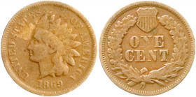 Ausländische Münzen und Medaillen
Vereinigte Staaten von Amerika
Unabhängigkeit, seit 1776
1 Cent 1869. fast sehr schön, kl. Kratzer, selten. Kraus...