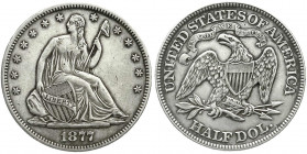 Ausländische Münzen und Medaillen
Vereinigte Staaten von Amerika
Unabhängigkeit, seit 1776
1/2 Dollar 1877, seated Liberty. sehr schön/vorzüglich, ...