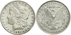 Ausländische Münzen und Medaillen
Vereinigte Staaten von Amerika
Unabhängigkeit, seit 1776
1 Dollar 1891 CC, Carson City. Morgan. Sehr schön. Kraus...