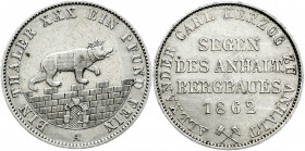 Altdeutsche Münzen und Medaillen
Anhalt-Bernburg
Alexander Carl, 1834-1863
Ausbeutetaler 1862 A. vorzüglich. Jaeger 73. Thun 6. AKS 17.