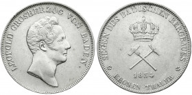 Altdeutsche Münzen und Medaillen
Baden-Durlach
Leopold, 1830-1852
Ausbeute-Kronentaler 1834. Krone über gekreuztem Schlegel und Hammer fast vorzügl...
