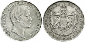 Altdeutsche Münzen und Medaillen
Baden-Durlach
Friedrich I., 1852-1907
Vereinstaler 1862. sehr schön, kl. Kratzer, schöne Patina. Jaeger 79. Thun 3...