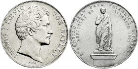 Altdeutsche Münzen und Medaillen
Bayern
Ludwig I., 1825-1848
Geschichtsdoppeltaler 1841, Richterstandbild. Randschrift b. vorzüglich, etwas beriebe...