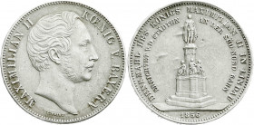 Altdeutsche Münzen und Medaillen
Bayern
Maximilian II. Joseph, 1848-1864
Geschichtsdoppeltaler 1856, Maximilian-Denkmal in Lindau. sehr schön, Hitz...