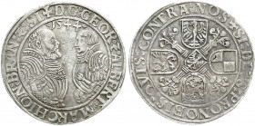Altdeutsche Münzen und Medaillen
Brandenburg-Franken
Georg und Albrecht, 1527-1543
Taler 1544. Umschrift endet auf SL. fast vorzüglich, schöne Pati...