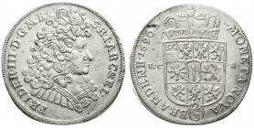 Altdeutsche Münzen und Medaillen
Brandenburg-Preußen
Friedrich III., 1688-1701
2/3 Taler 1690 LCS, Berlin. 5 Perlen über Ranke. vorzüglich, kl. Sch...