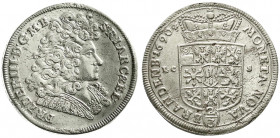Altdeutsche Münzen und Medaillen
Brandenburg-Preußen
Friedrich III., 1688-1701
2/3 Taler 1690 LCS, Berlin. 4 Perlen über Ranke. Wert in Doppelklamm...