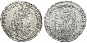 Altdeutsche Münzen und Medaillen
Brandenburg-Preußen
Friedrich III., 1688-1701
2/3 Taler 1691 W-H, Emmerich. gutes vorzüglich, kl. Schrötlingsfehle...