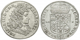 Altdeutsche Münzen und Medaillen
Brandenburg-Preußen
Friedrich III., 1688-1701
2/3 Taler 1692 LCS, Berlin. Wert in Perlklammern. vorzüglich, min. Z...