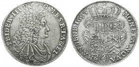 Altdeutsche Münzen und Medaillen
Brandenburg-Preußen
Friedrich III., 1688-1701
2/3 Taler 1693 BH, Minden. BH unter dem Brb. Wie Schr. 272 jedoch mi...