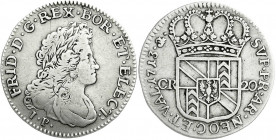 Altdeutsche Münzen und Medaillen
Brandenburg-Preußen
Friedrich I., 1701-1713
20 Kreuzer für Neuenburg 1713. sehr schön. Martin 50a. Divo/Tobler 986...