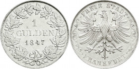Altdeutsche Münzen und Medaillen
Frankfurt-Stadt
Gulden 1847. vorzüglich. Jaeger 27. AKS 12.