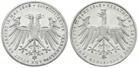 Altdeutsche Münzen und Medaillen
Frankfurt-Stadt
Gedenkdoppelgulden 1848. Constituirende Versammlung. vorzüglich/Stempelglanz. Jaeger 45. Thun 134. ...