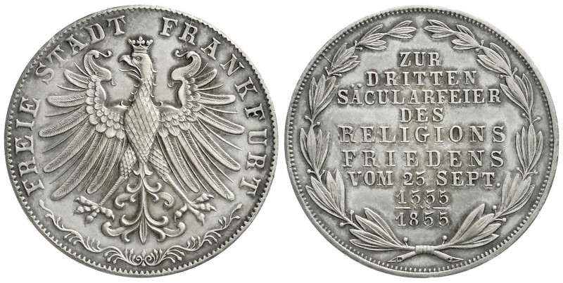 Altdeutsche Münzen und Medaillen
Frankfurt-Stadt
Gedenkdoppelgulden 1855. Reli...