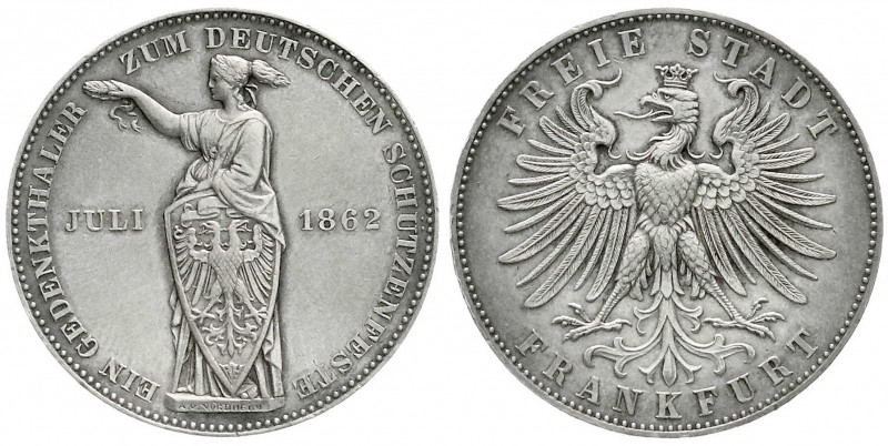 Altdeutsche Münzen und Medaillen
Frankfurt-Stadt
Vereinstaler 1862. Zum Deutsc...