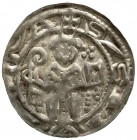 Altdeutsche Münzen und Medaillen
Halberstadt-Bistum
Ulrich von Reinstein. Erste Regierung, 1149-1160
Brakteat o.J. +S/STT-VVA. Der Hl. Stefan thron...