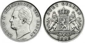 Altdeutsche Münzen und Medaillen
Hessen-Darmstadt
Ludwig II., 1830-1848
Doppelgulden 1846. sehr schön/vorzüglich. Jaeger 42. Thun 197. AKS 101.