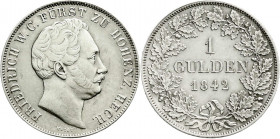 Altdeutsche Münzen und Medaillen
Hohenzollern-Hechingen
Friedrich Wilhelm Constantin, 1838-1849
Gulden 1842. gutes vorzüglich, selten. Jaeger 5. AK...