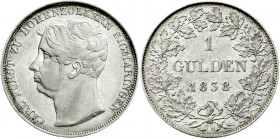 Altdeutsche Münzen und Medaillen
Hohenzollern-Sigmaringen
Karl, 1831-1848
Gulden 1838 am Halsabschnitt D. fast vorzüglich. Jaeger 13a. AKS 11.