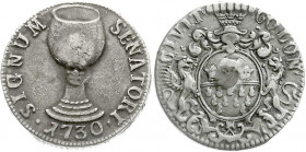 Altdeutsche Münzen und Medaillen
Köln-Stadt
Ratszeichen (Weinzeichen) 1730, Silber mit Kupferstift. sehr schön. Noss 618.