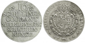 Altdeutsche Münzen und Medaillen
Mecklenburg-Schwerin
Friedrich, 1756-1785
16 Schillinge 1764. Wappen mit Elefantenorden. gutes sehr schön, kl. Sch...